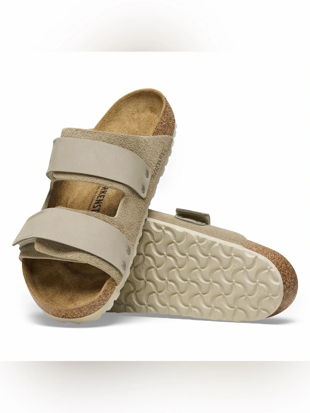 NEW Birkenstock Uji Nubuck-Suede Leather Sandals Size 37 in Taupe